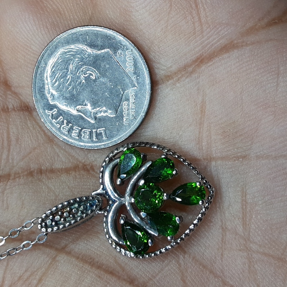 925 Genuine Chrome Diopside Heart Pendant And Chain. Price Is Firm. - Picture 6 of 8
